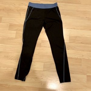 Justice Active Black leggings with blue stitching